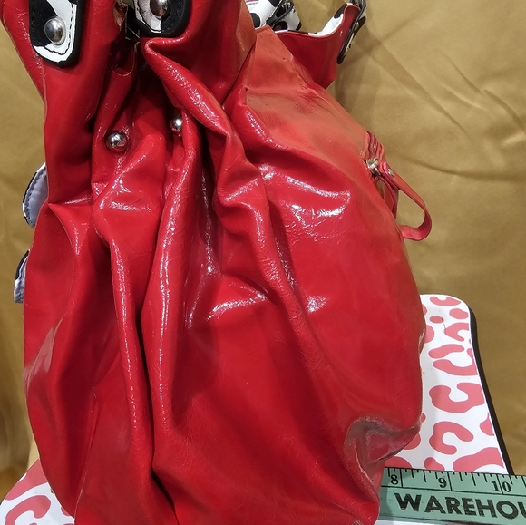 C Nos LG Purse/ Handbag Red with Polka Dots and Rhinestone Bling No tags - Picture 8 of 17